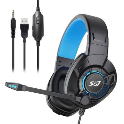 China Headband Professional Gaming Headphone Led Light Bass Stereo Noise Reduction Cheap LED Gaming Headset with Mic for sale