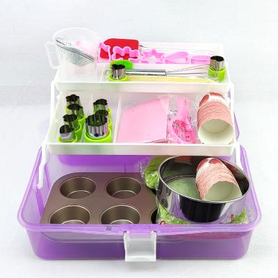 China Viable Cake Decorating Tool Box with Baking Supplies & Cake Decorating Consumables Bundle with Universal 3-Layer Tool Box for sale