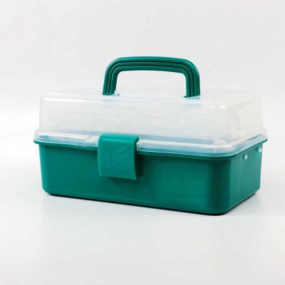 China Clear Plastic Three-Layer Plastic Storage Box for Universal Organizer and Portable Handled Storage Case for Art Craft and Cosmetic for sale