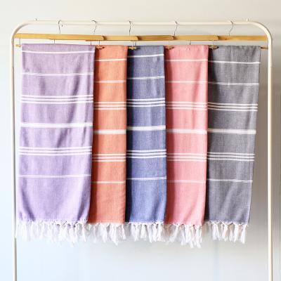 China Hot Selling High Quality QUICK DRY Sand Proof 100% Cotton Soft Custom Hammam Fouta Turkish Beach Towel for sale