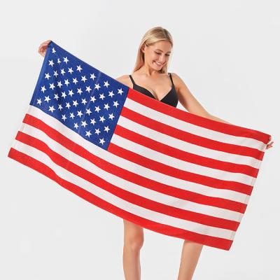 China Wholesales Cotton American National Flag QUICK DRY Reactive Printing Beach Towels for sale