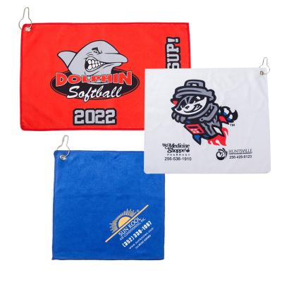 China Custom Cheap Custom Microfiber Promotional Towel Microfiber Cloth Golf Towels QUICK DRY Printed Golf Towel for sale