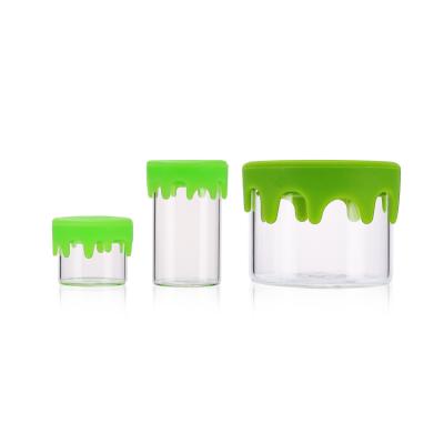 China High Quality Wide Mouth Container Tobacco Jars Silicone Accessories Medicine Hemp Glass Jars With Silicone Lid For Storage Wax Oil for sale