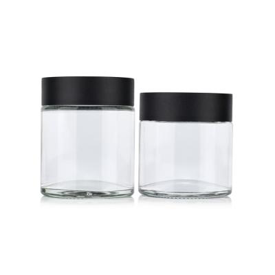 China Wholesale 2oz 3oz 4oz Medicine Jar Cream Empty Transparent Glass Cream Smell Noise Airtight Top Glass Jar for sale