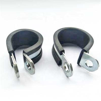 China Pipe Clamp Rubber Lined Type R Cushioned Clips Fixing Pipe Clamp Rubber Lined Clip for sale