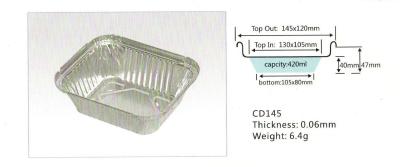 China 420Ml Aluminium Foil Container , lightweight foil takeaway containers 145*120*47mm for sale