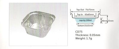 China Square Aluminium Foil Container Capcity 100ml , Thick silver foil food containers for sale