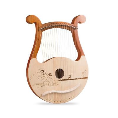 China 2022-Classical Mahogany Apollo Style Lyre Harp 19 strings equip solid wood lyres speak all the time, 19 string lyre, for sale