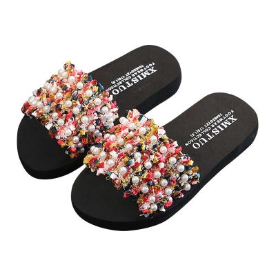 China 2021 New Fashion Pearl Anti-slippery Children School Shoes For Girls Sandals Summer Children's Designer Slippers for sale