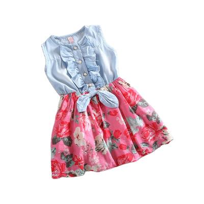 China Breathable Denim Flower Maxi Dress 2021 Summer Clothing Africa Baby Dresses for sale