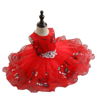 China Sleeveless Red Baby and Kids Clothing Flower Girl Dresses Wedding Baby Dresses for sale