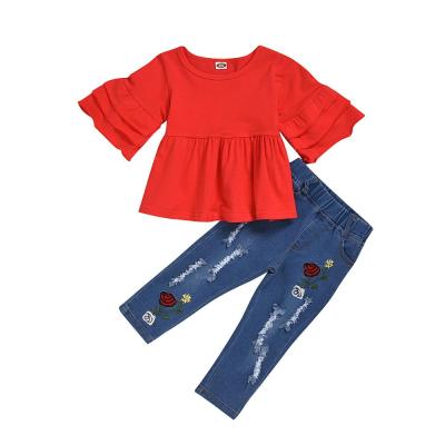 China Baby Summer Clothes Set Kids Knitted Clothes Breathable Hot Selling Girls Dress Set for sale