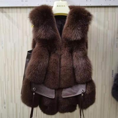 China Anti-Wrinkle Fur Vest Belt Buckle Fox Fur Vest Winter Fashion Sleeveless Real Fox Fur Vest For Women Ladystreet Fashionable Fox Fur Vest The Real for sale