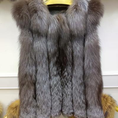 China Anti-Wrinkle 100% Real Fox Fur Vest Women Fashion Vest Warm Natural Fox Fur Vest WaistcoatWide-Waisted Color Re Color Top Quality Winter Women for sale