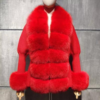 China Anti-wrinkle long jacket for womVintage fashion long sleeves short slim fur sweater women belted winter knitted cardigan with Fox fur sweater for sale