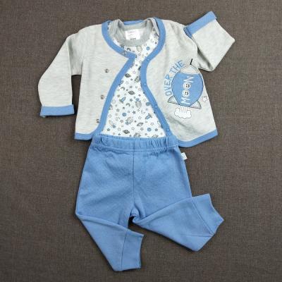 China Breathable 3PCS Baby Boy Clothing Sets Blue Color Knitted Type For Autumn for sale