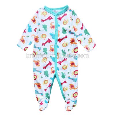 China Long Sleeve Cotton Baby Sleepsuits , Knitted Onesie Cute Footed Polar Fleece Jumpsuit for sale