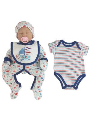 Cina Il bambino sopportato bianco del blu appena copre, tuta dei vestiti 5pcs del neonato in vendita