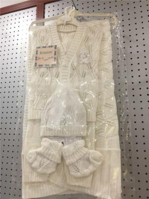 China De unisex- Witte Gemakkelijke Reeks van de Babysweater, Breiend 3 PCs-de Sweaterreeksen van de Babyjongen Te koop