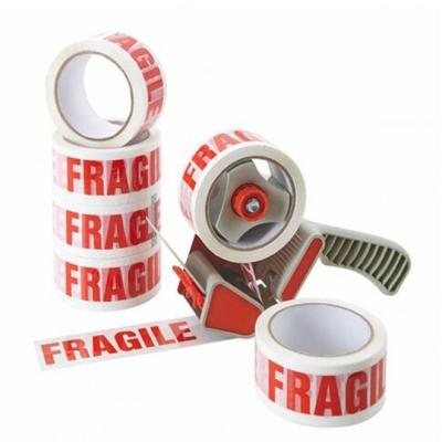 China Waterproof 36 Rolls Of High Quality Parcel Packing Fragile Branded Tape 48 Mm White Fragile Tape for sale