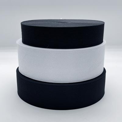 China Sustainable High Elasticity Various Waist White Black Knitted Elastic Band For Clothes for sale