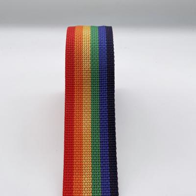 China Factory supply good quality 38mm pp polyester rainbow viable webbing for sale