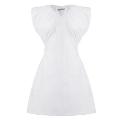 China Ropa de Dama Summer New Women's Slim Casual Dress A-Line V-Neck Breathable White Sleeveless Office Dress for sale