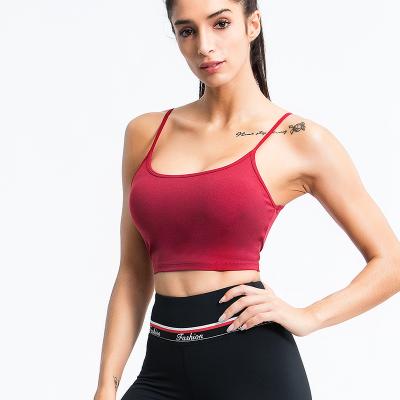 China Breathable Women Padded Running Sports Bra Fitness Workout Shirts Yoga Beach Solid Color Sports Bra Top Gym for sale