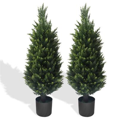 China Plastic 36inch Green Artificial topiary cedar tree plant for home indoor and outdoor front porch decoration for sale