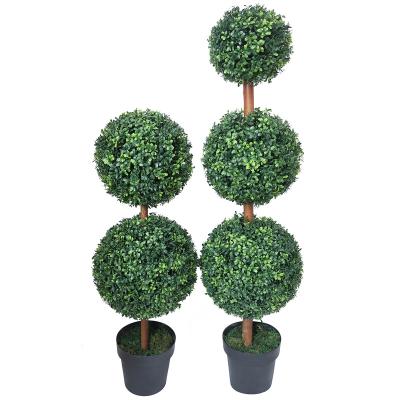 China Plastic Artificial topiary potted ball tree plant for home indoor and outdoor front porch decoration for sale