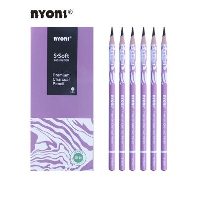 China Office & School Pencil NYONI-N2805 S.SOFT Art Standard Natural Wood Water Professional Based Painting Charcoal Pencil for sale