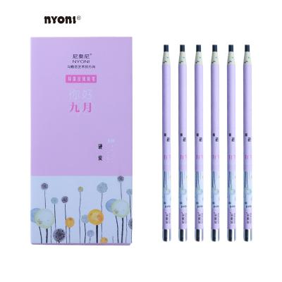 China Profession NYONI-N8207 Standard Natural Wood Custom Art Charcoal Pencil Set for Drawing Triangular for sale