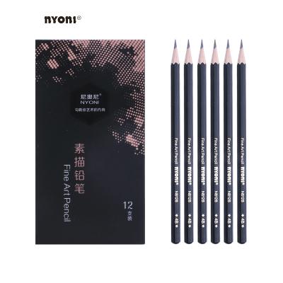 China Office & Professional Pencil NYONI N8128 4B/6B Art Standard Natural Wood Sketch School Pencil for Drawing for sale