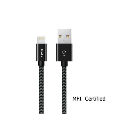 China 3 Kinds Length To Benks 100m Available Mfi Nylon-braided Phone Cable Certified USB Data Cable Charging Cable For Mobile Phone for sale