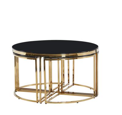 China Good quality modern design furniture gold stainless steel luxury home round coffee table for sale