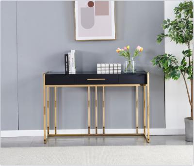 China Modern Modern Wooden Furniture Living Room Console Table TV Console Gold Luxury Gold Fashion Console Table With Stainless Steel Frame for sale