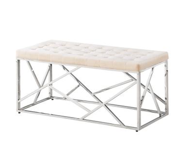 China Modern High Quality Modern Stainless Steel Frame Sneak Hot Selling Modern Fabric Bench Stool for sale