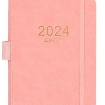 China Hardcover A5 English Planner Notebook Customized Journal 2024 daily Hardcover Business Office  With Pen Holder Pu Leather school planner for sale