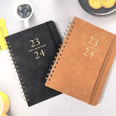 China Spiral 2024 Hot sales weekly and monthly planner with fitness and budget planner hardcover Journal notebook Wholesale for sale