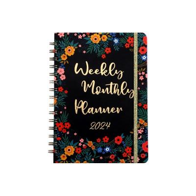 China Hardcover New 2024 Fancy Hard Cover Monthly Weekly Day Planner  A5 Organizer Diary Notebook Cheap For Student for sale