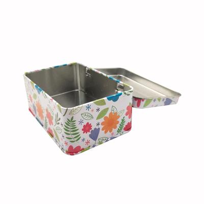 China Free Sample Retro Floral Metal Tin Box Food Chocolate Packaging Box Recyclable For Storage Tin Customize for sale