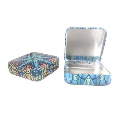 China Recyclable Empty Square Hinged Lid Condoms Metal Box For Condoms Packaging for sale