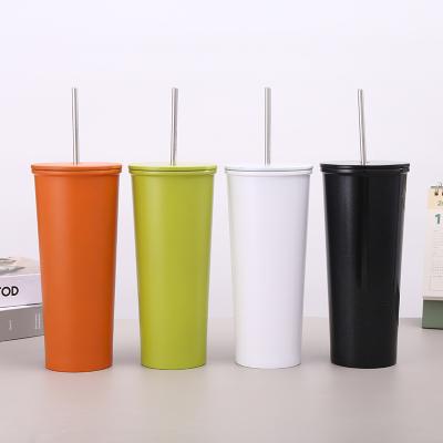 China Sustainable Hot Selling Large Capacity Uncorked Straws Two-in-One Stainless Steel Coffee Tumbler for sale