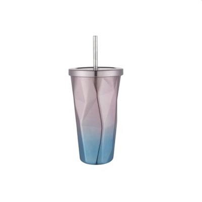 China With Straw Whole Sale Sublimation Stainless Steel Double Walled Coffee Bamboo Tumbler With Straw for sale