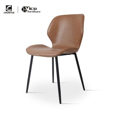 China Custom Brown Color Upholstered Leather Upholstered Dining Chair for sale