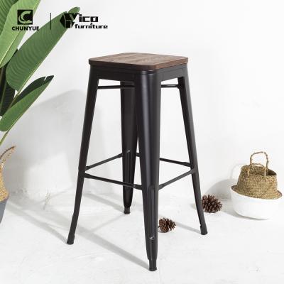 China Cafe Industrial Restaurant Bistros Metal Iron Black Antique Bar Stool for sale