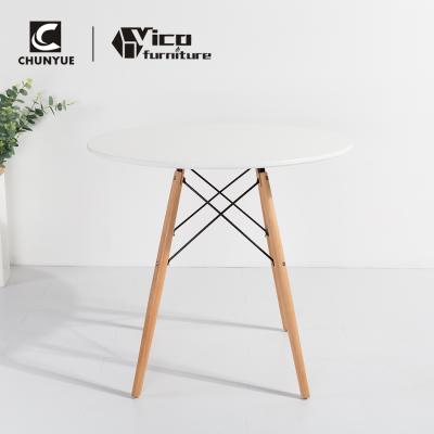 China Other Designs Wholesale Modern Wooden Lounge MDF Coffee Round Teapoy With Wooden Leg for sale