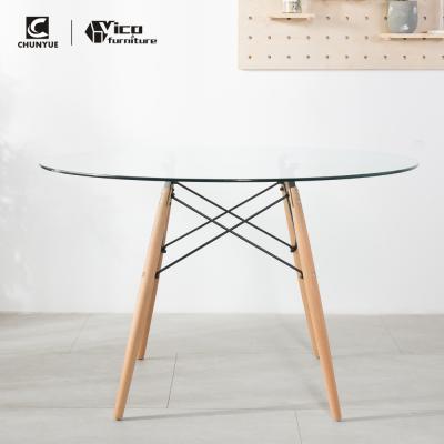 China Nordic Furniture Fancy Modern Contemporary Tempered Glass Top Round Dining Table for sale