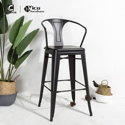 China Wholesale Industrial Vintage Metal Iron Industrial Restaurant Cafe Bistros Bar Chair With Armrest For Bar for sale