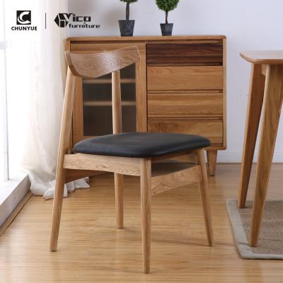 China Retro modern antique wegner cafe teak wood solid wood PU chairs for cafe restaurant for sale